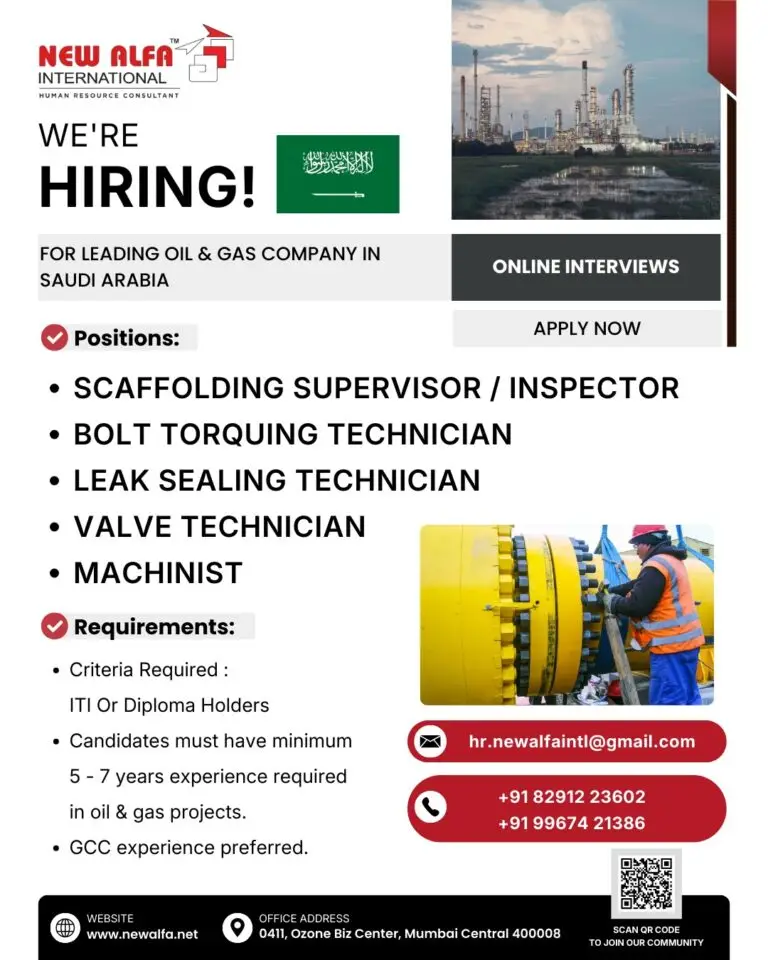 Urgent Hiring for Saudi Arabia