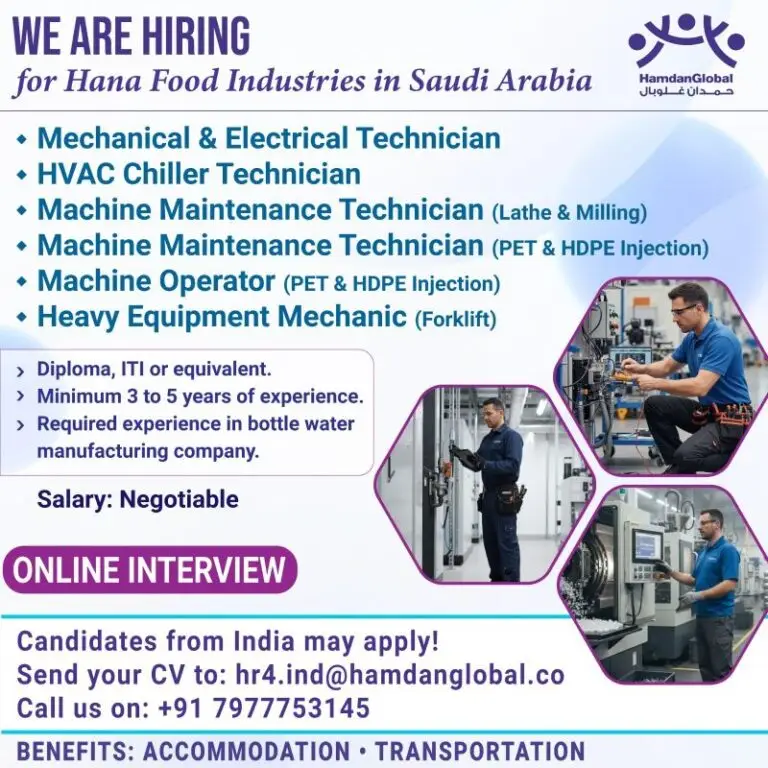 Urgent Hiring for Saudi Arabia