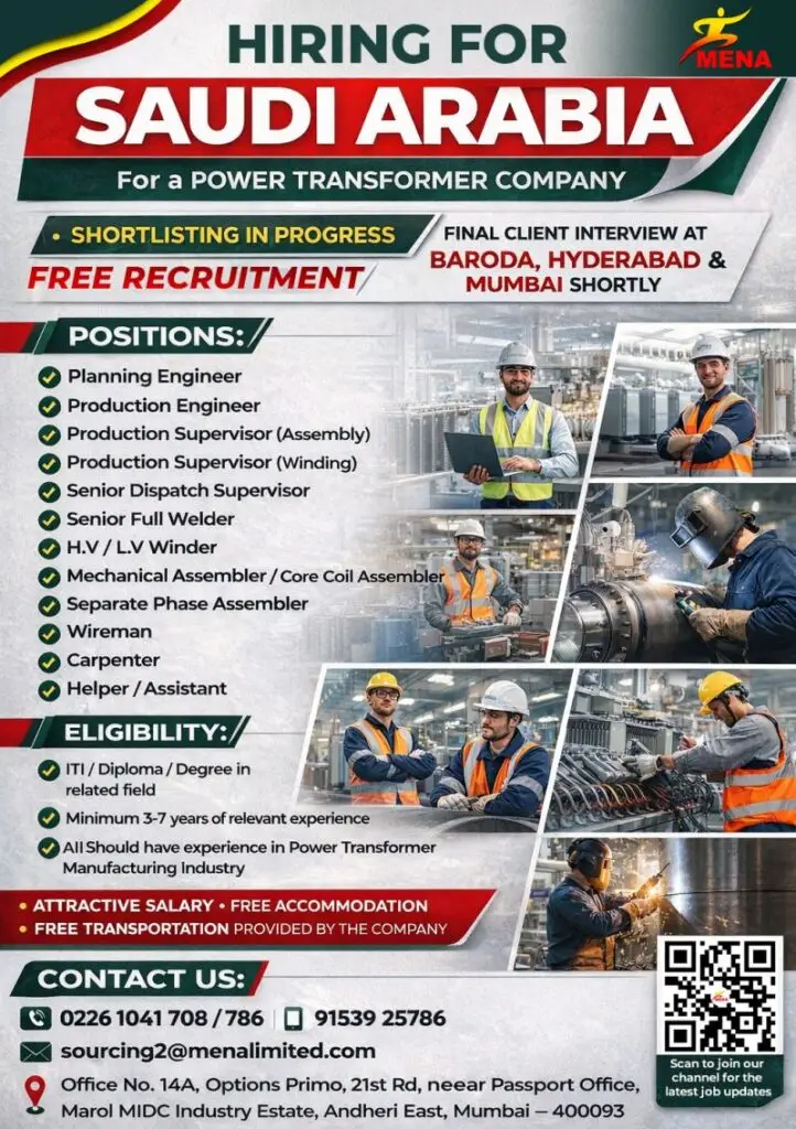 Urgent Hiring for Saudi Arabia