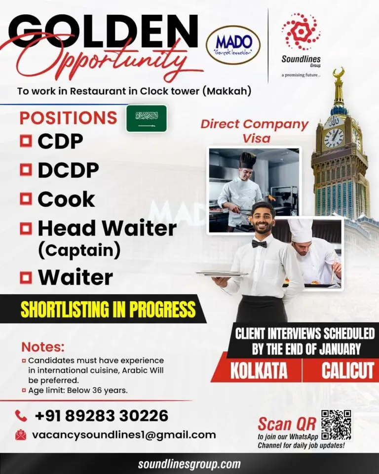 Urgent Hiring for Saudi Arabia
