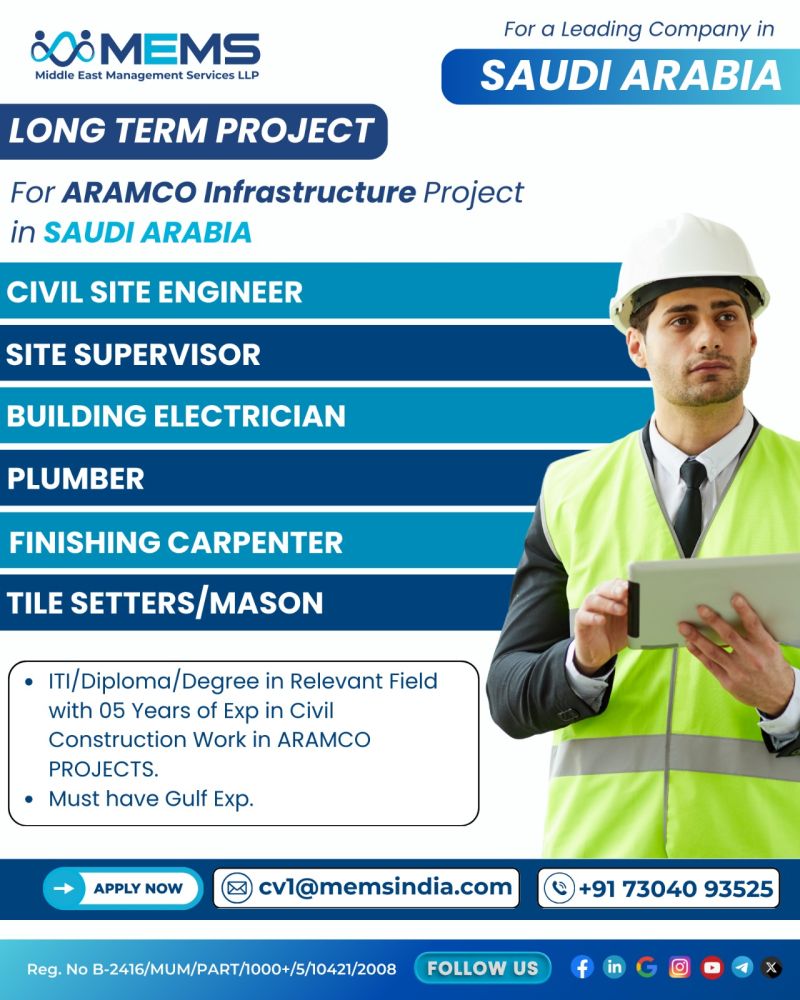 Urgent Hiring for Saudi Arabia