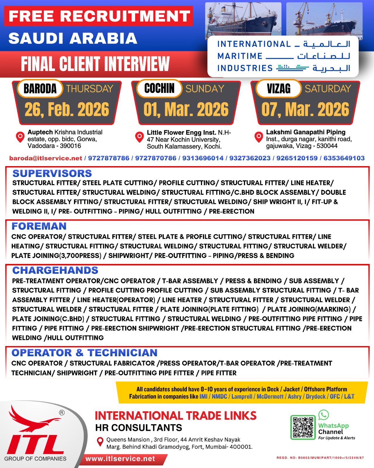 Urgent Hiring for Saudi Arabia