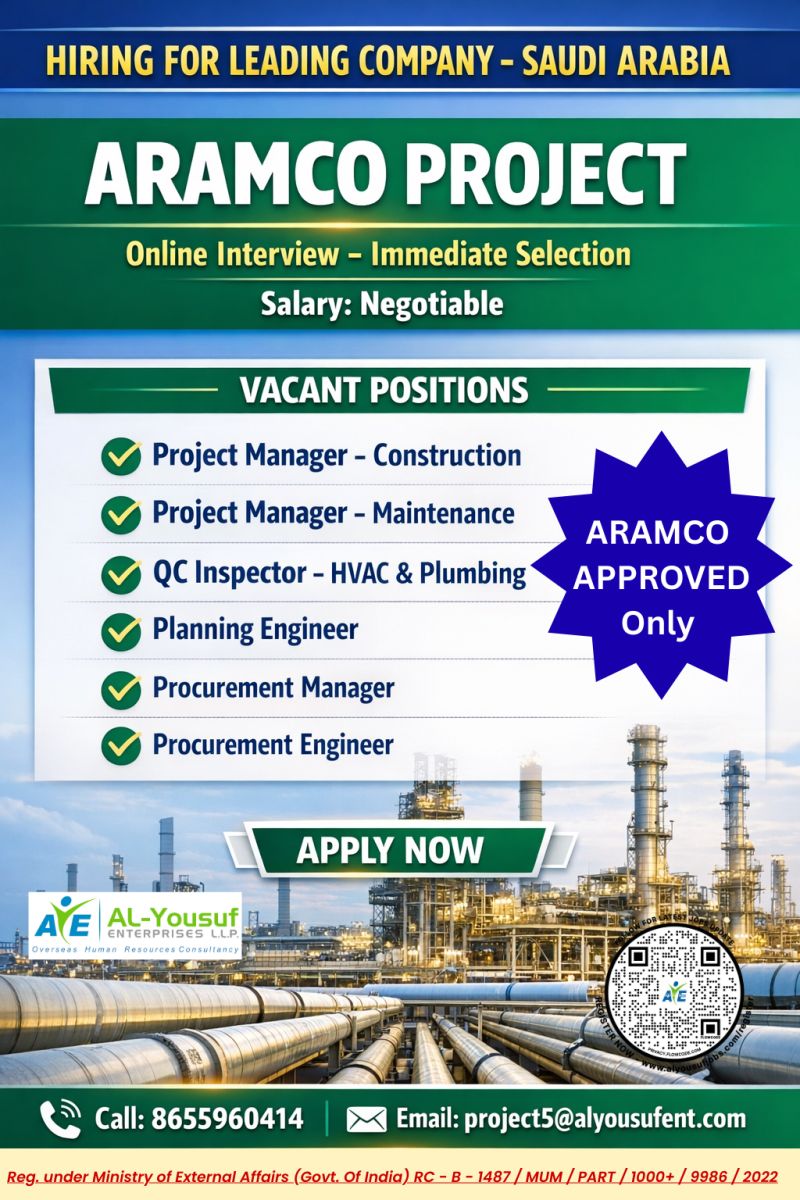 Urgent Hiring for Saudi Arabia