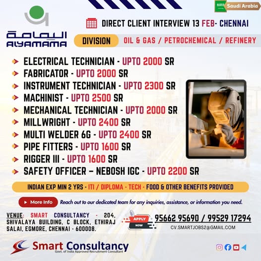 Urgent Hiring for Saudi Arabia