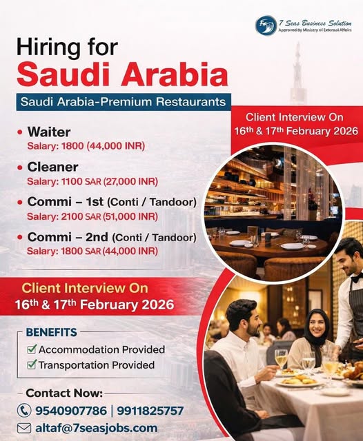Urgent Hiring for Saudi Arabia