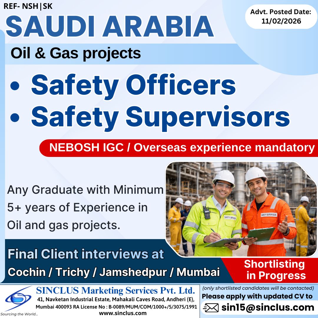 Urgent Hiring for Saudi Arabia