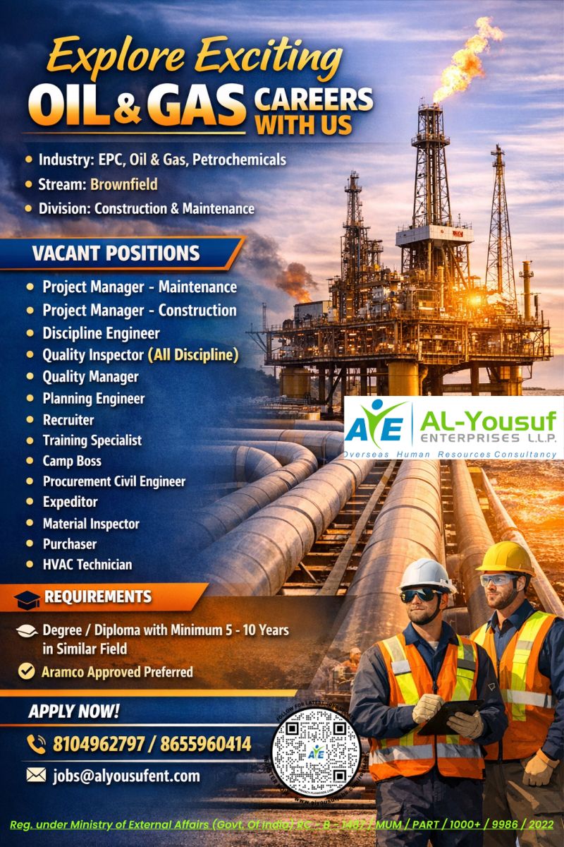 Urgent Hiring for Saudi Arabia