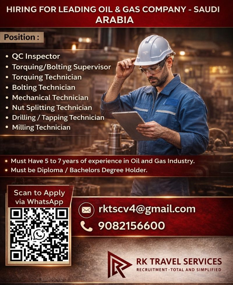 Urgent Hiring for Saudi Arabia