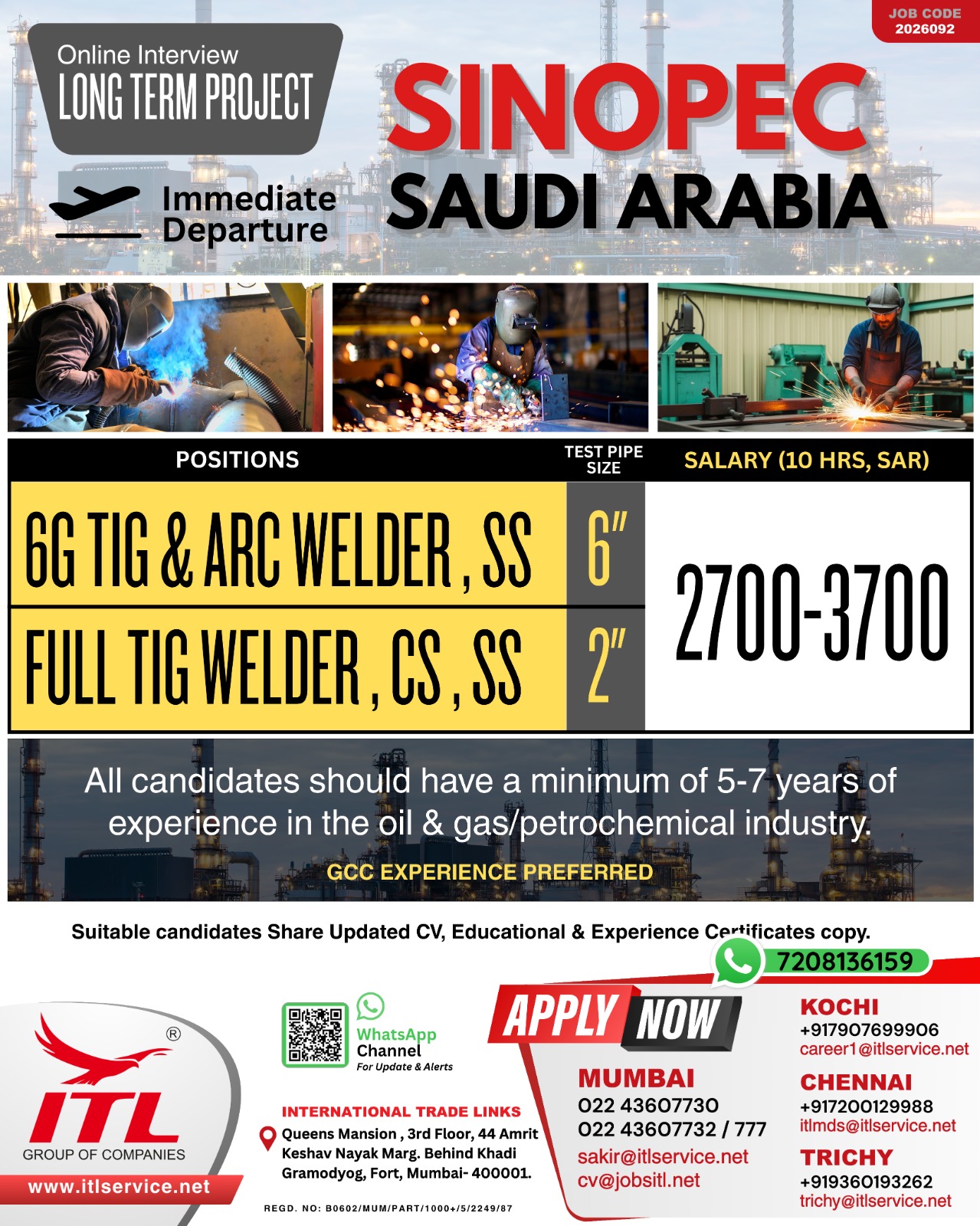 Urgent Hiring for Saudi Arabia