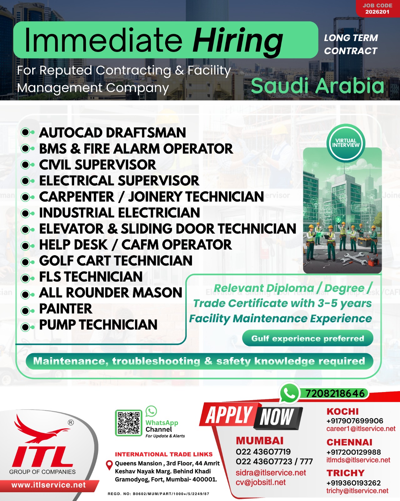 Urgent Hiring for Saudi Arabia