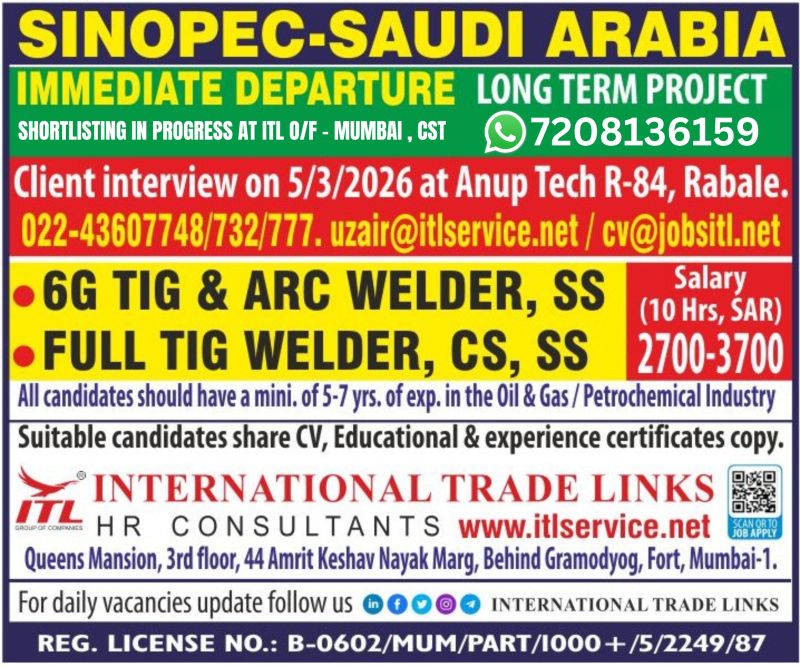 Urgent Hiring for Saudi Arabia