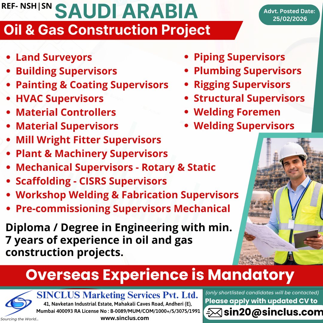 Urgent Hiring for Saudi Arabia
