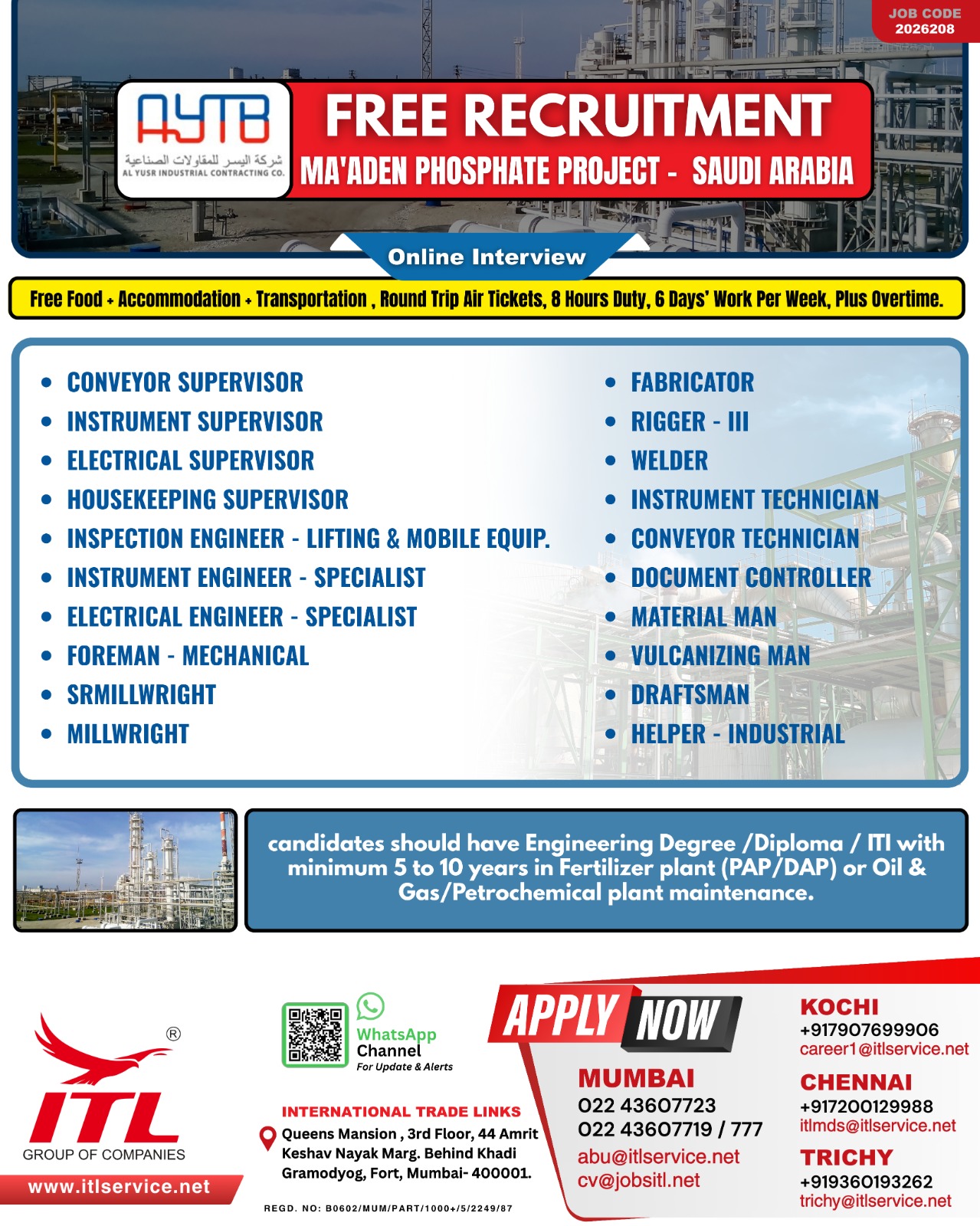 Urgent Hiring for Saudi Arabia