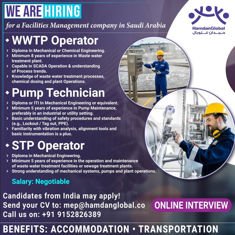 Urgent Hiring for Saudi Arabia