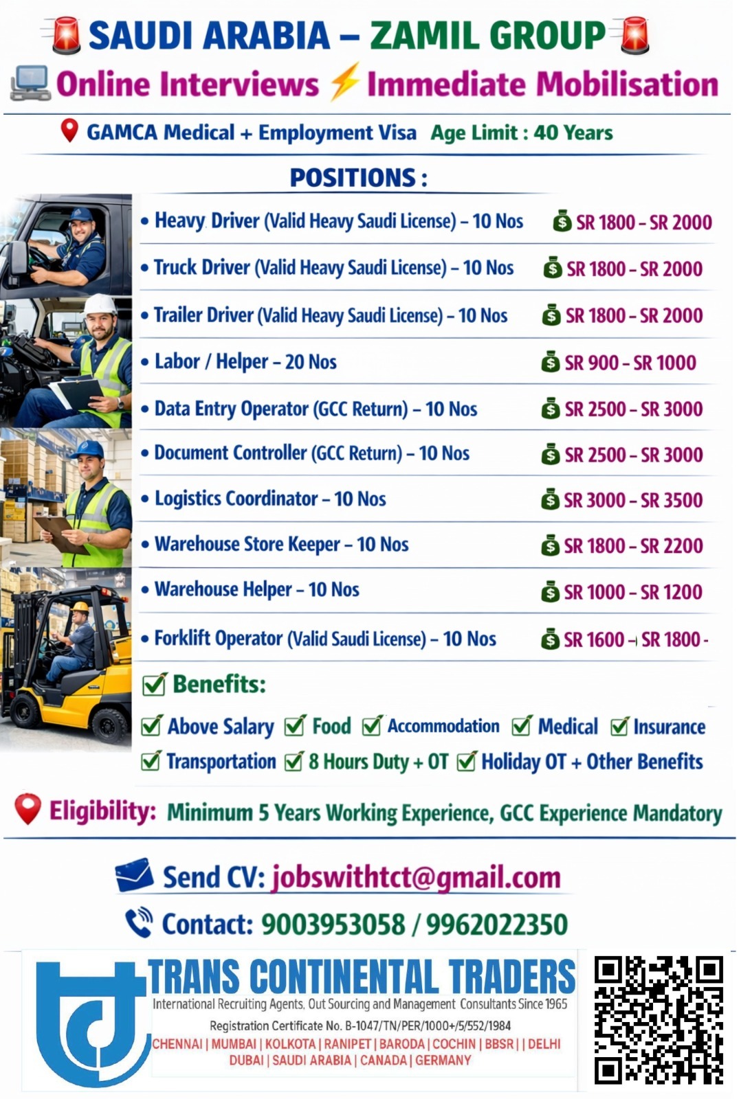 Urgent Hiring for Saudi Arabia