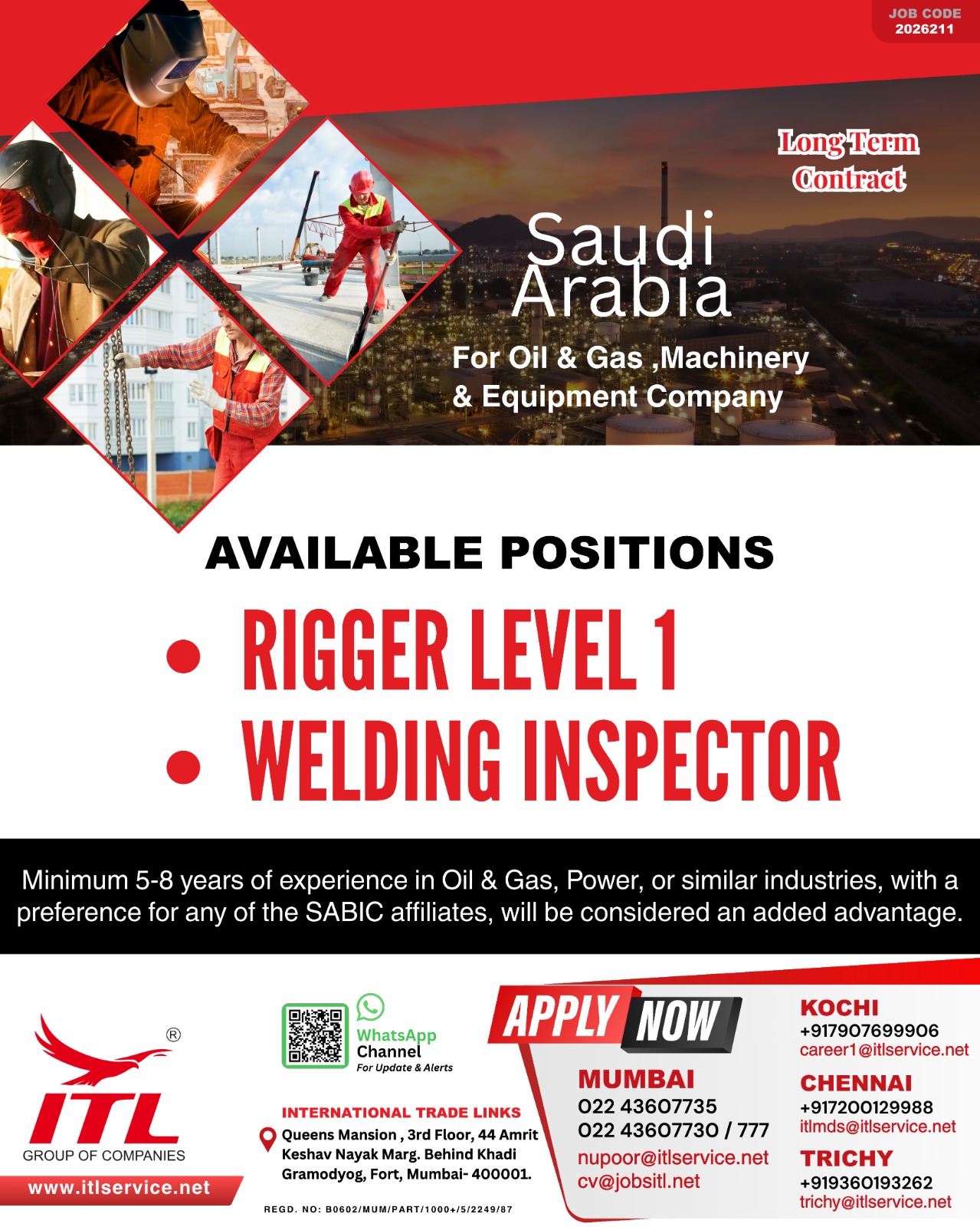 Urgent Hiring for Saudi Arabia