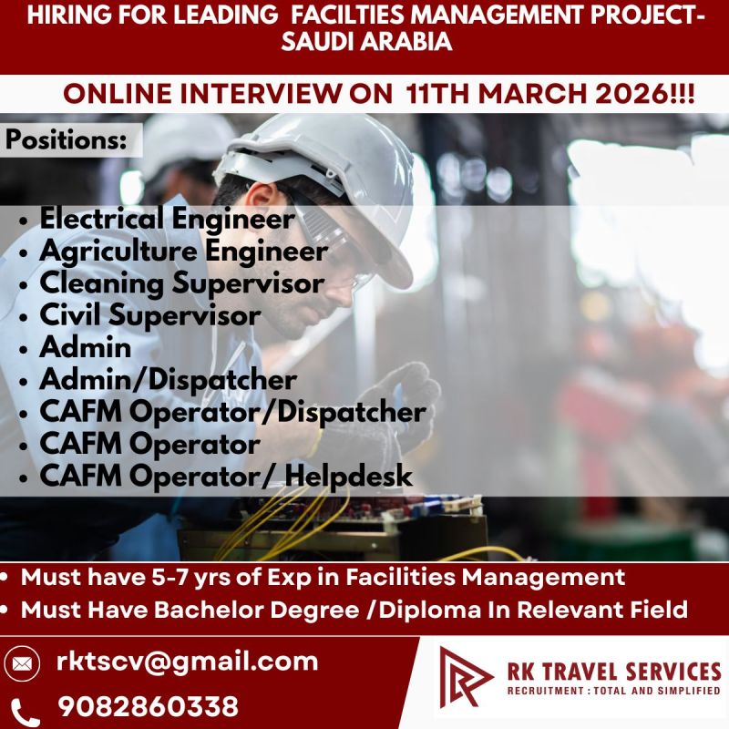 Urgent Hiring for Saudi Arabia