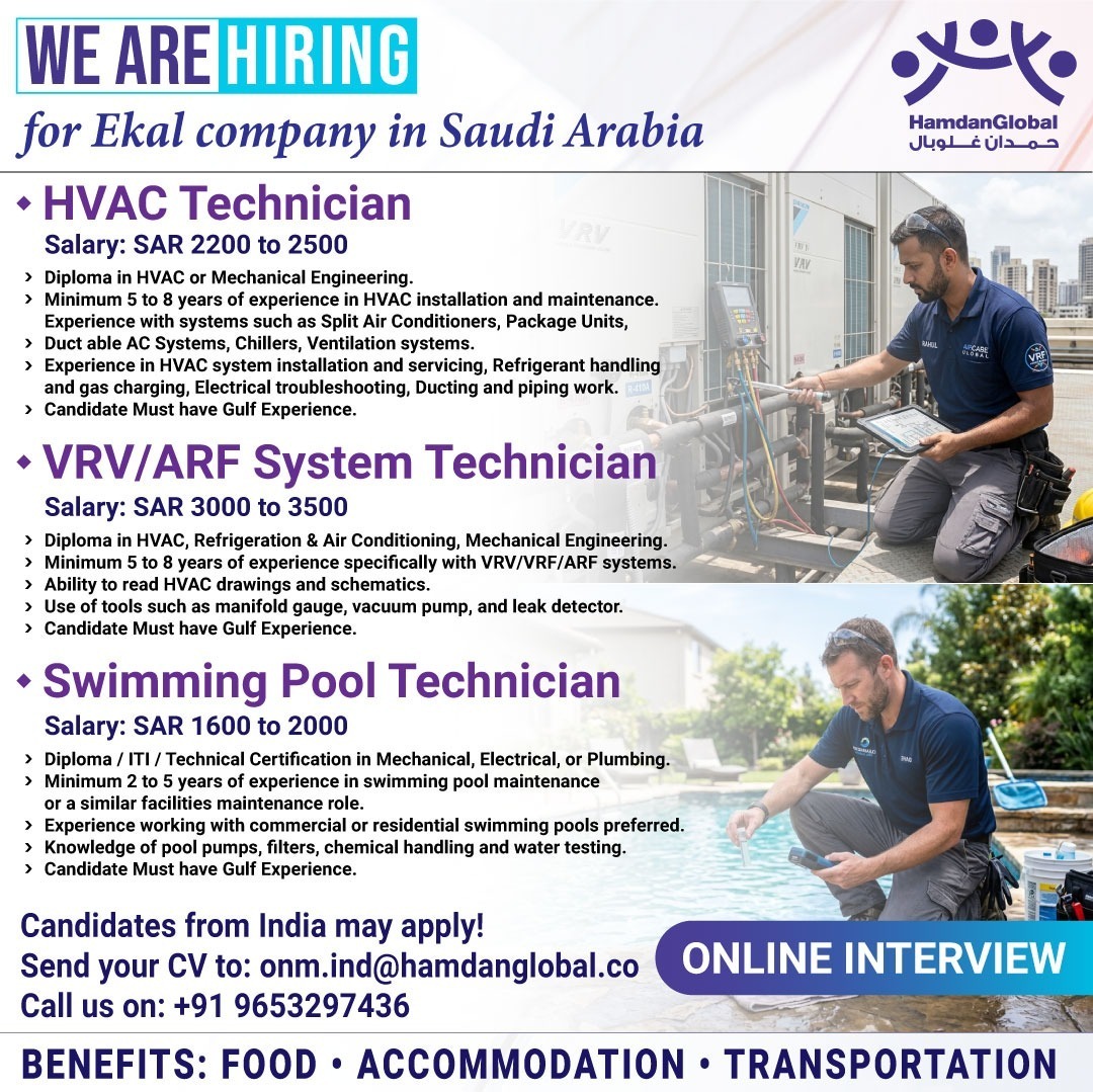 Urgent Hiring for Saudi Arabia