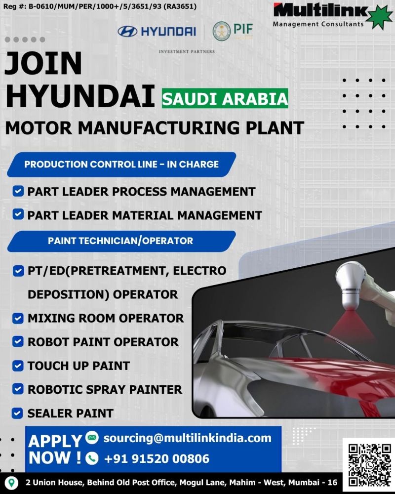 Urgent Hiring for Saudi Arabia