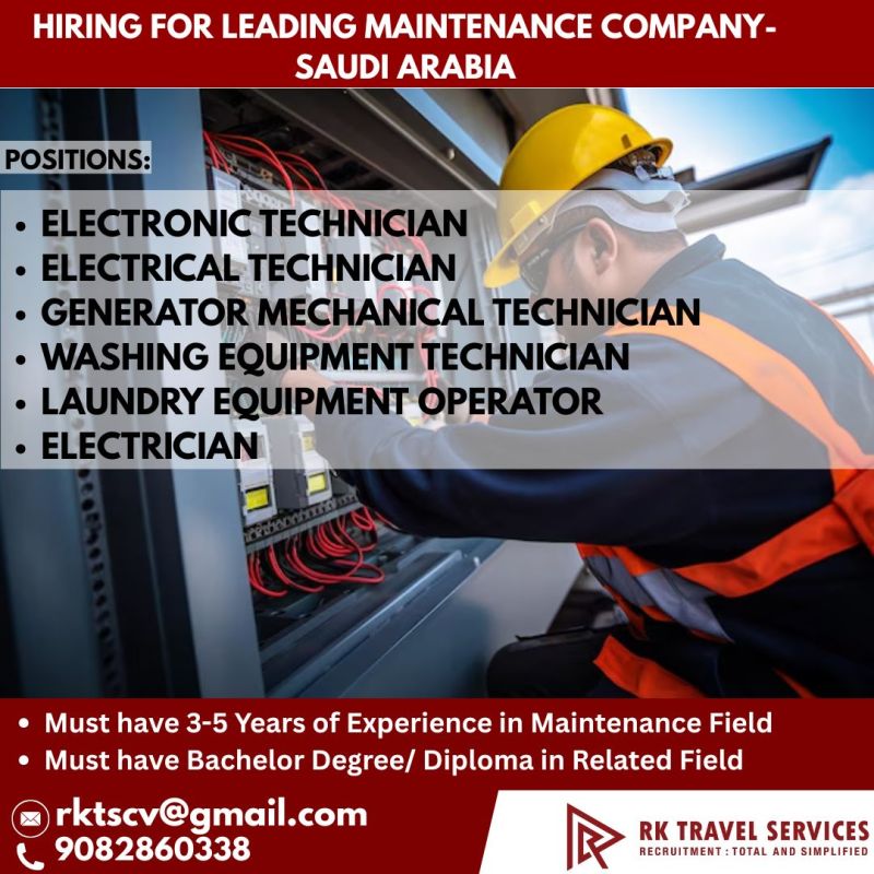 Urgent Hiring for Saudi Arabia