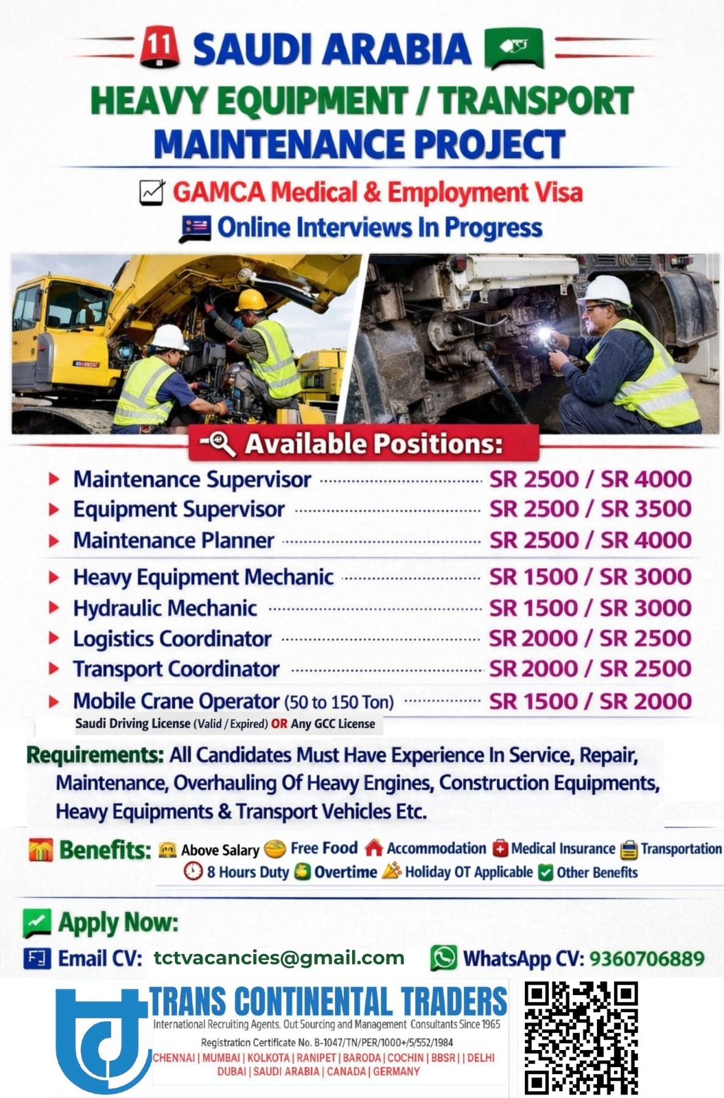 Urgent Hiring for Saudi Arabia