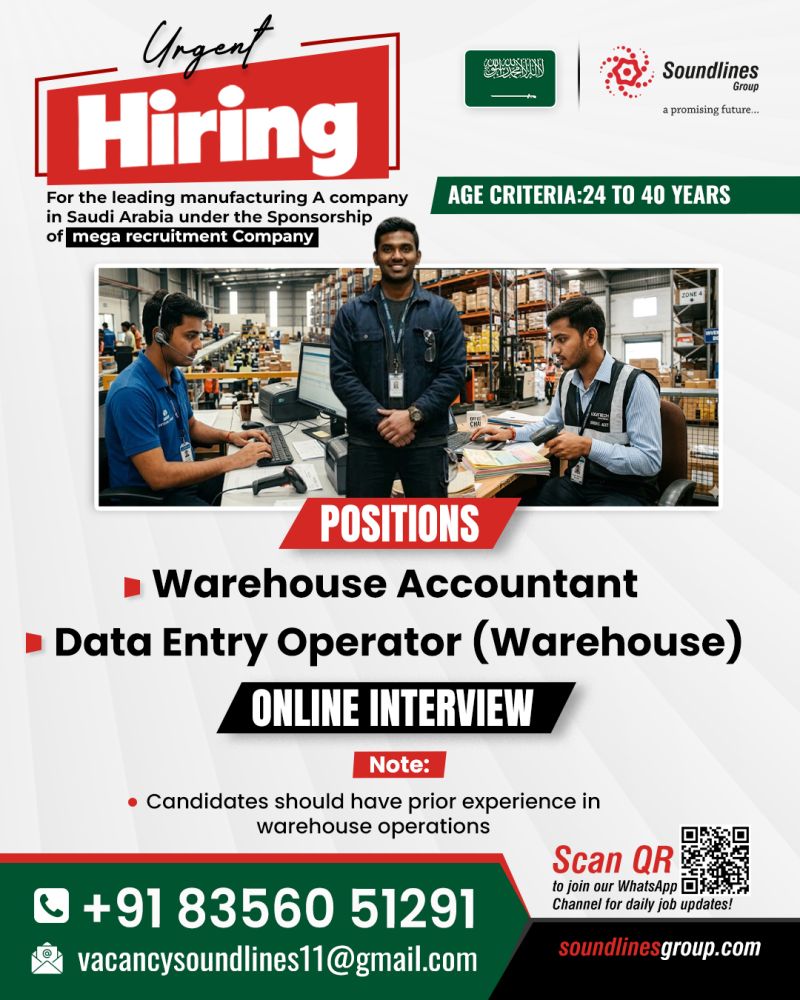 Urgent Hiring for Saudi Arabia