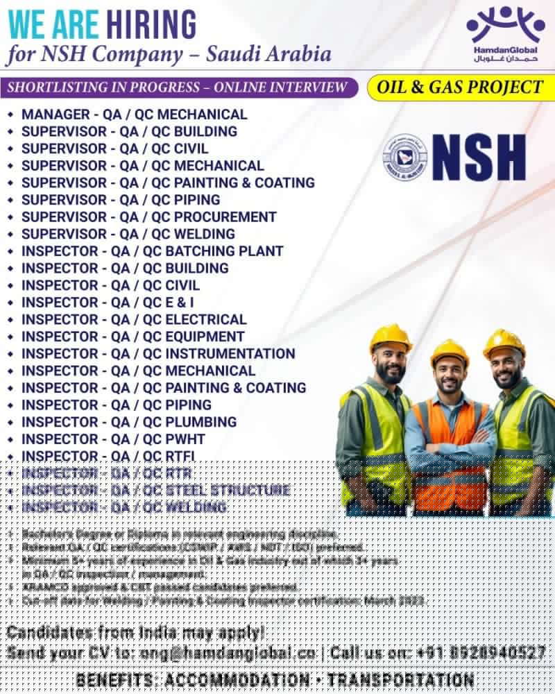 Urgent Hiring for Saudi Arabia