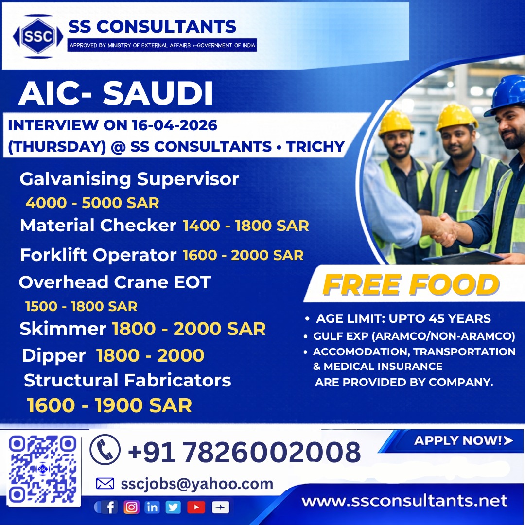 Urgent Hiring for Saudi Arabia