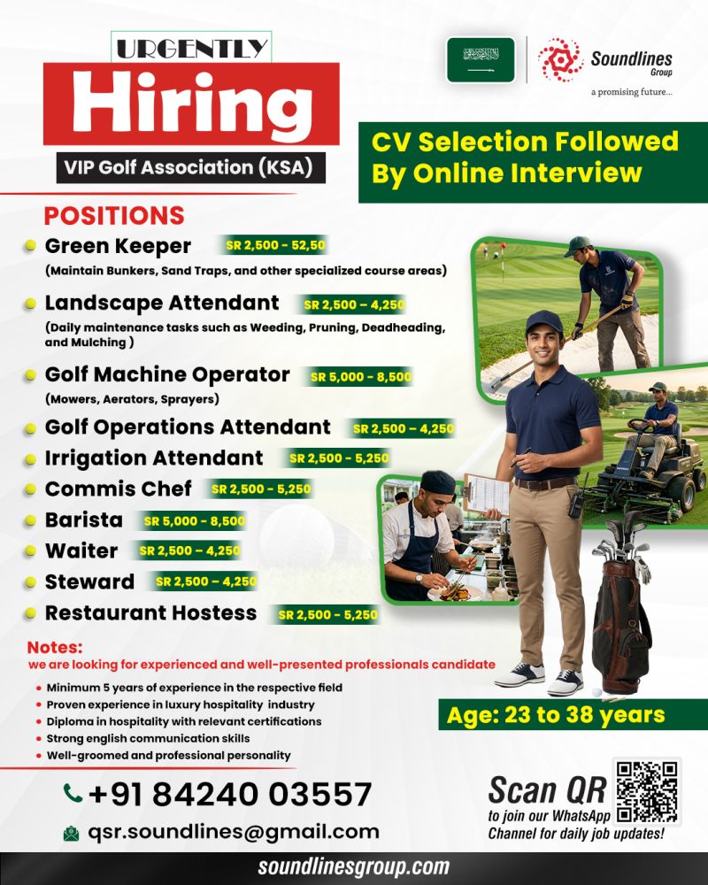 Urgent Hiring for Saudi Arabia