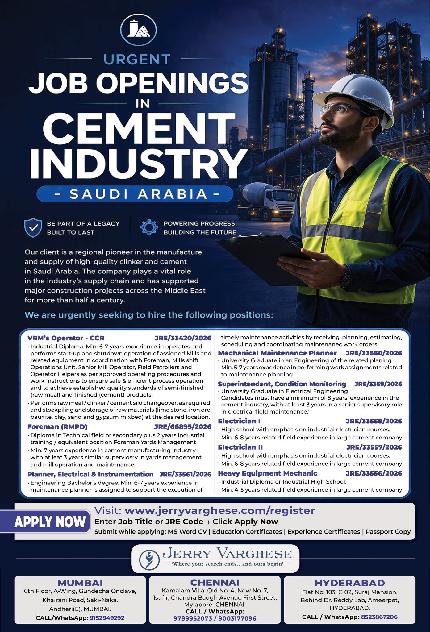 Urgent Hiring for Saudi Arabia