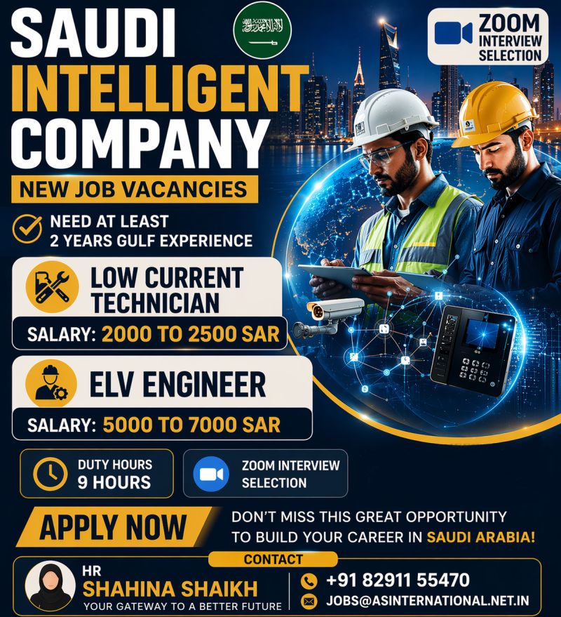 Urgent Hiring for Saudi Arabia