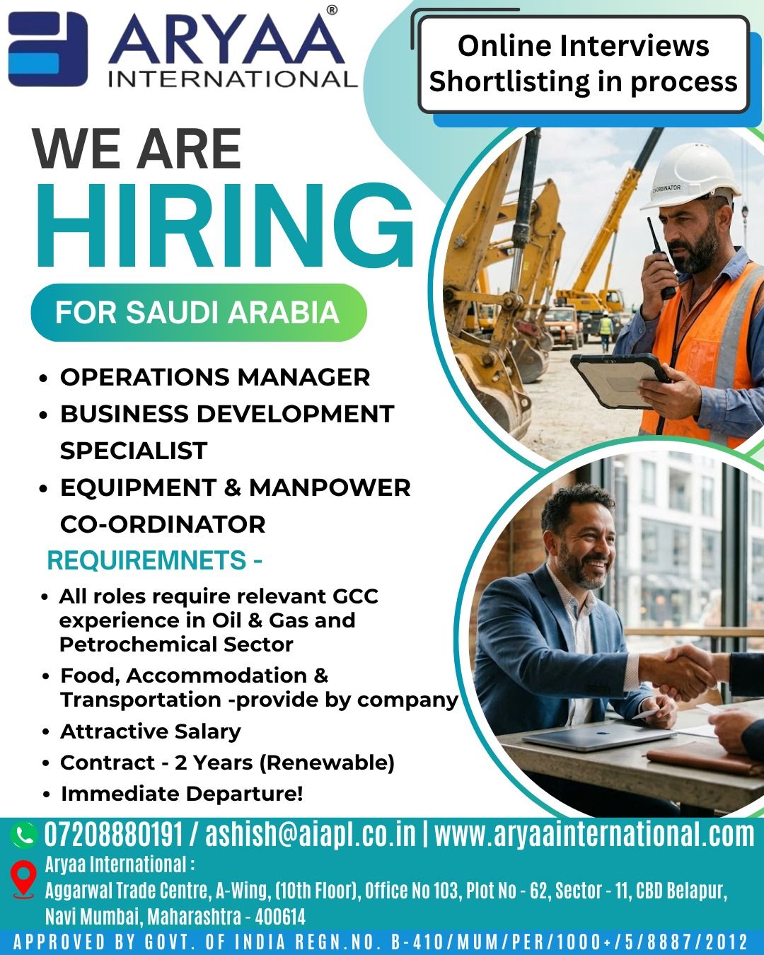 Urgent Hiring for Saudi Arabia