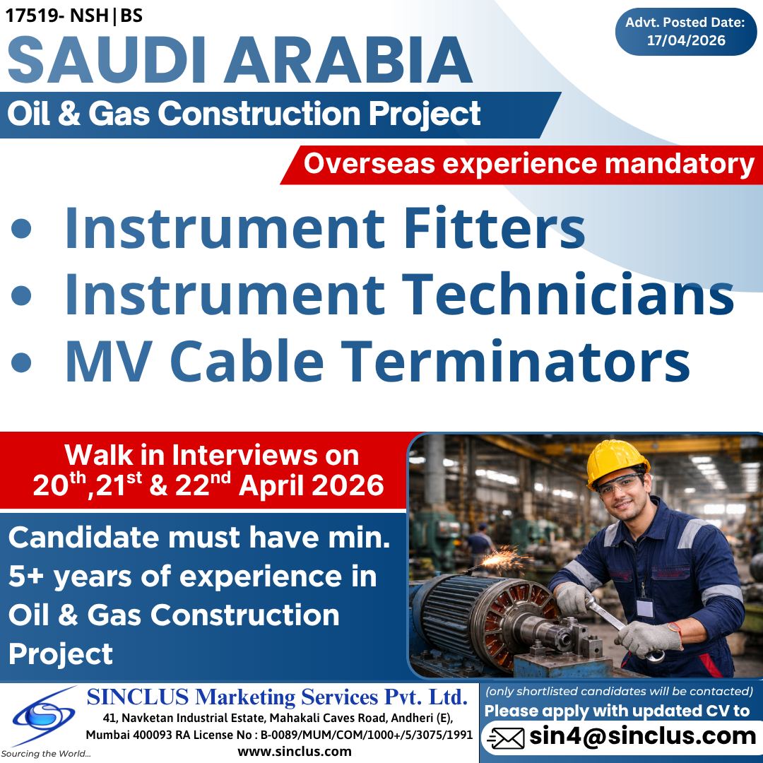 Urgent Hiring for Saudi Arabia