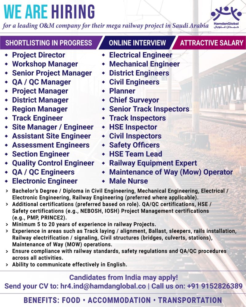 Urgent Hiring for Saudi Arabia