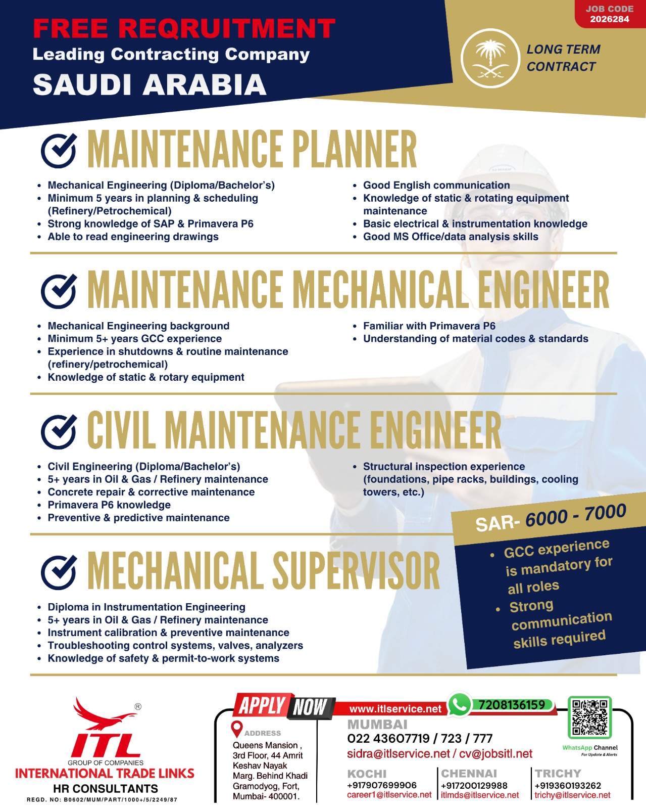 Urgent Hiring for Saudi Arabia