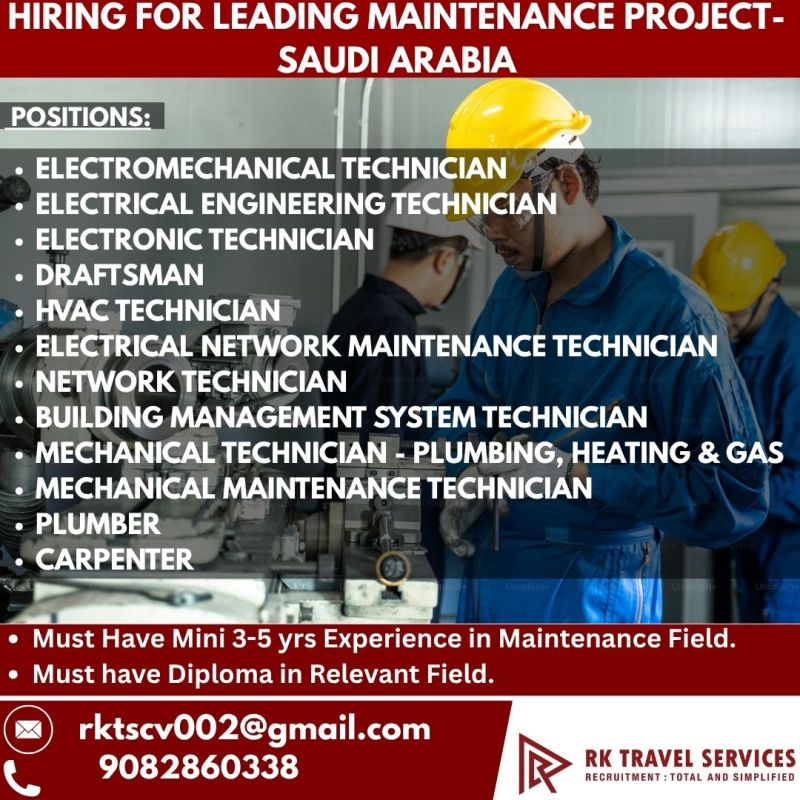 Urgent Hiring for Saudi Arabia