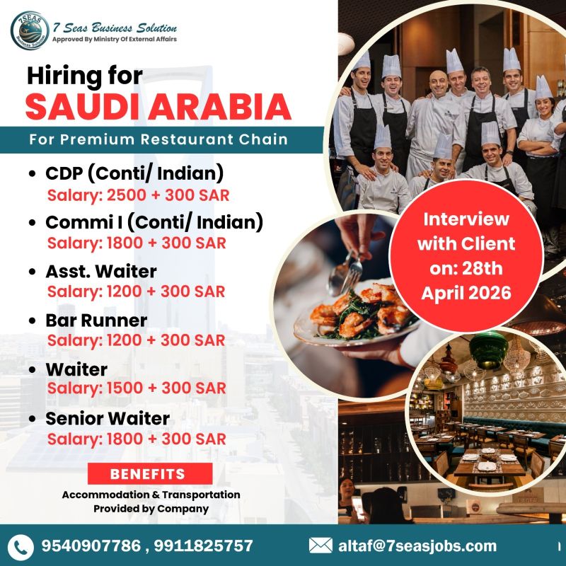 Urgent Hiring for Saudi Arabia