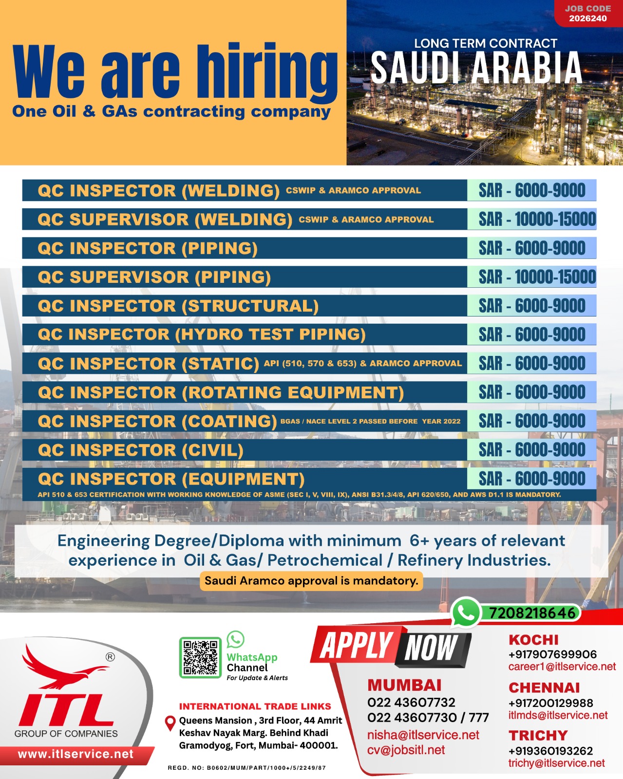 Urgent Hiring for Saudi Arabia