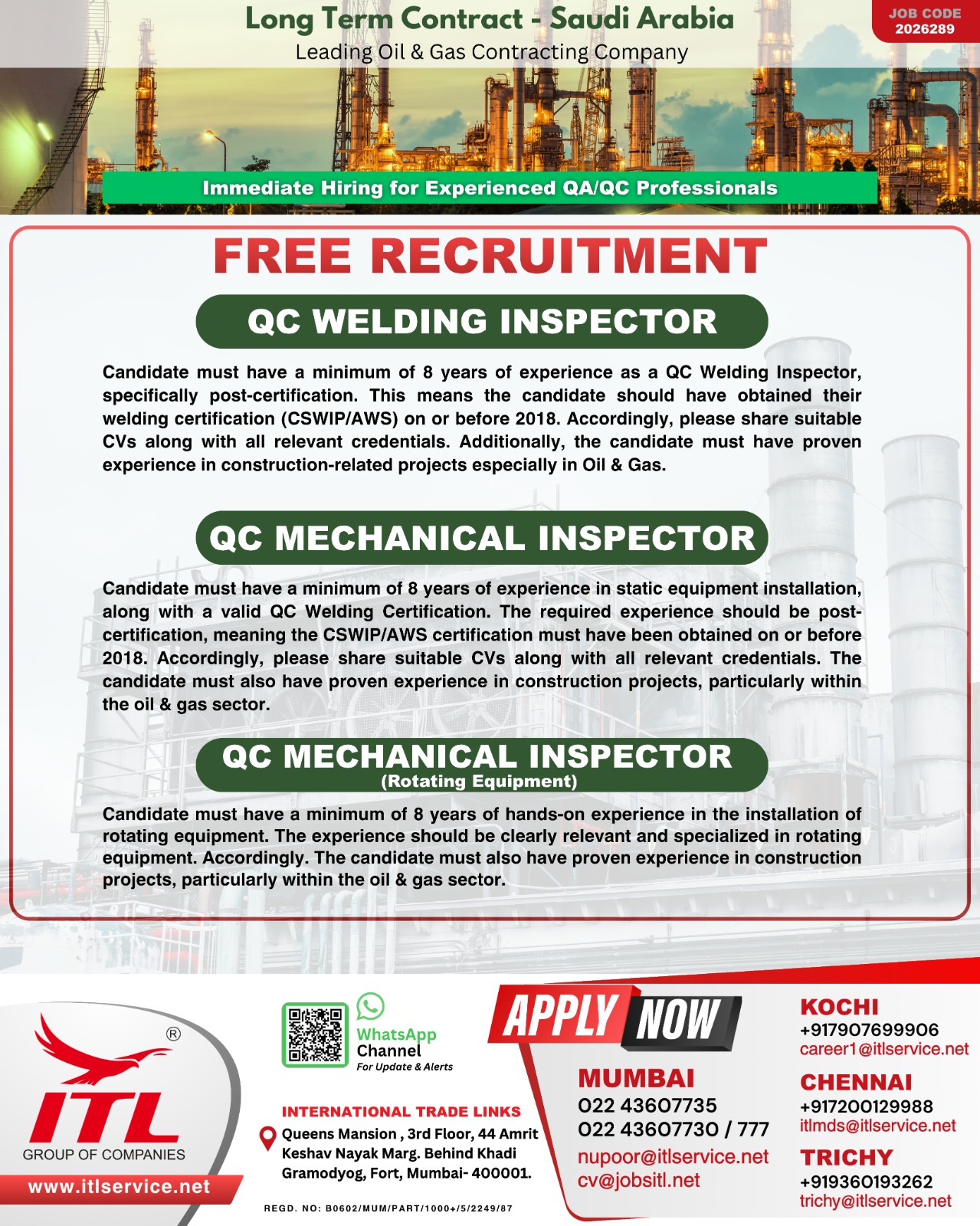 Urgent Hiring for Saudi Arabia