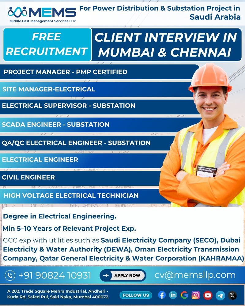 Urgent Hiring for Saudi Arabia