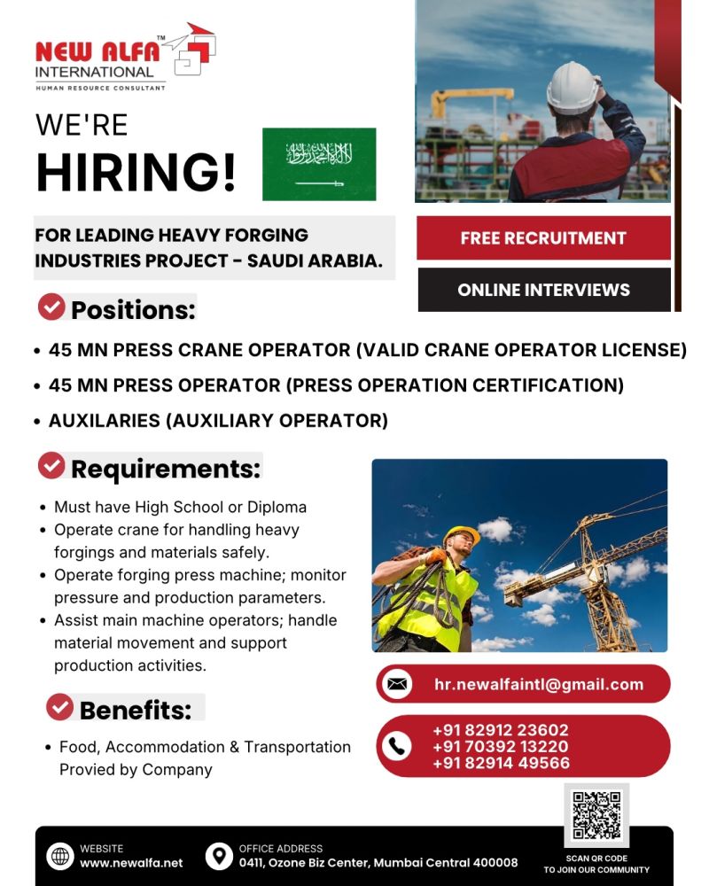 Urgent Hiring for Saudi Arabia