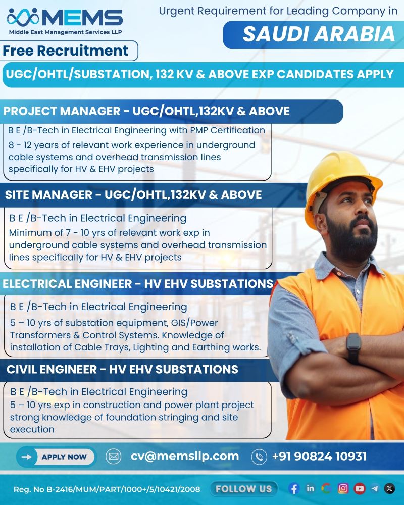 Urgent Hiring for Saudi Arabia