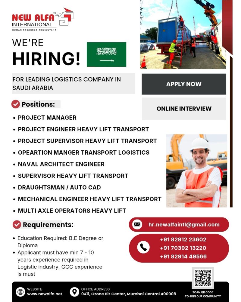 Urgent Hiring for Saudi Arabia