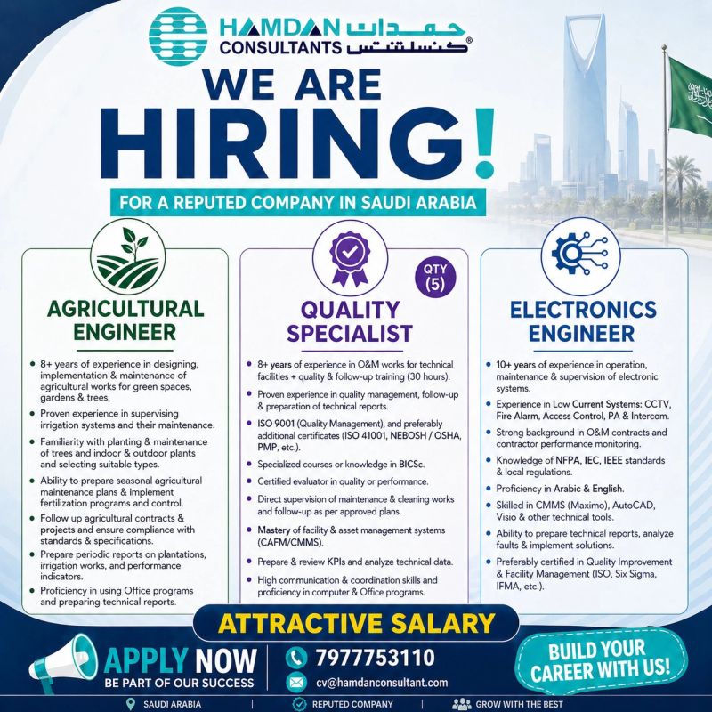 Urgent Hiring for Saudi Arabia