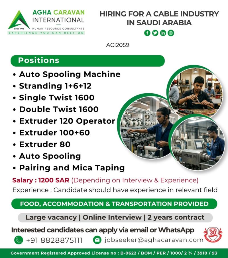 Urgent Hiring for Saudi Arabia