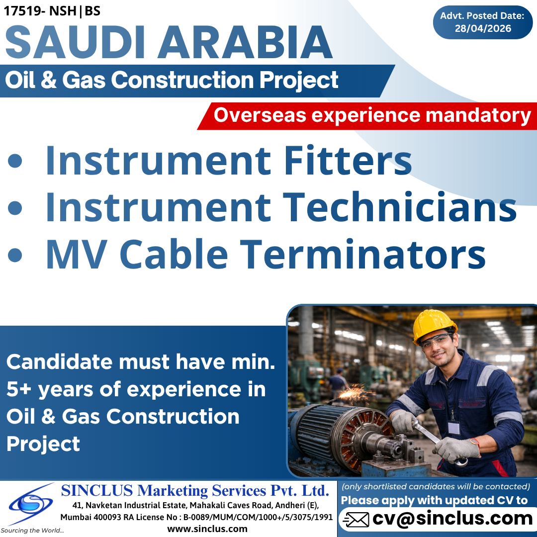 Urgent Hiring for Saudi Arabia