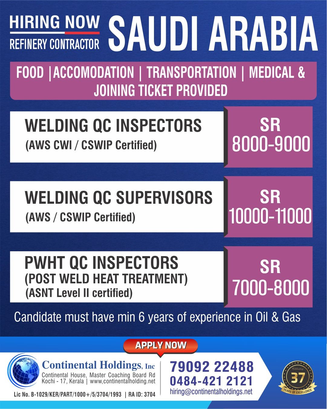 Urgent Hiring for Saudi Arabia