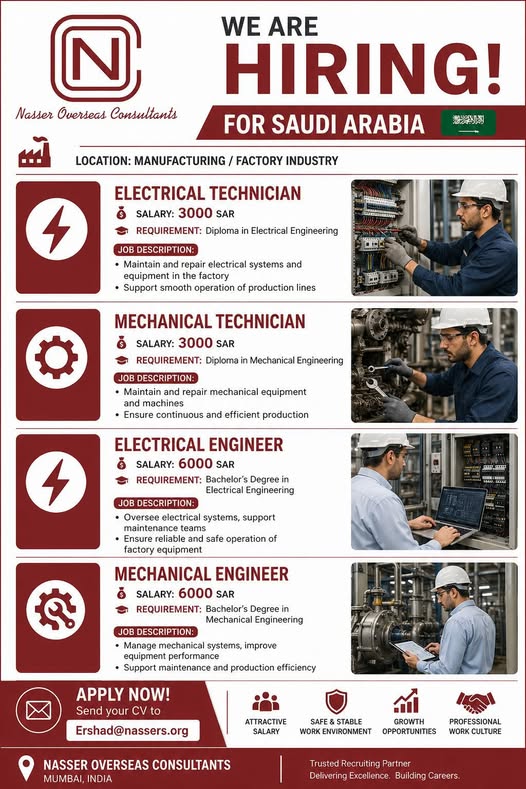 Urgent Hiring for Saudi Arabia