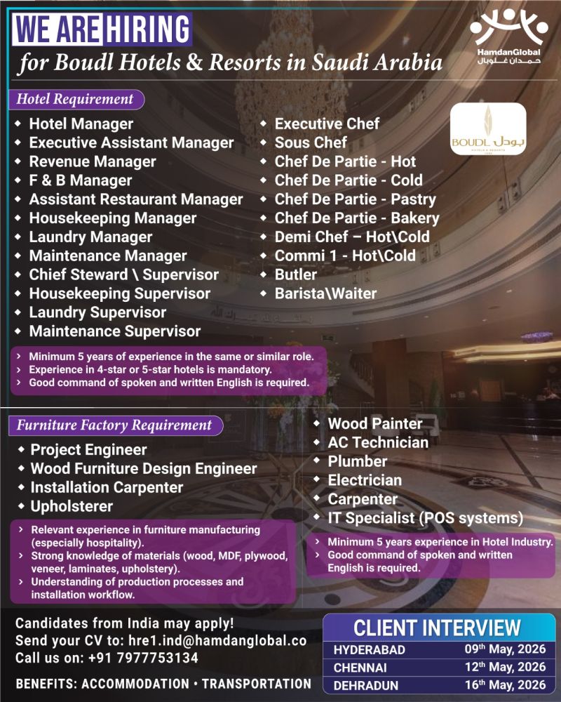 Urgent Hiring for Saudi Arabia