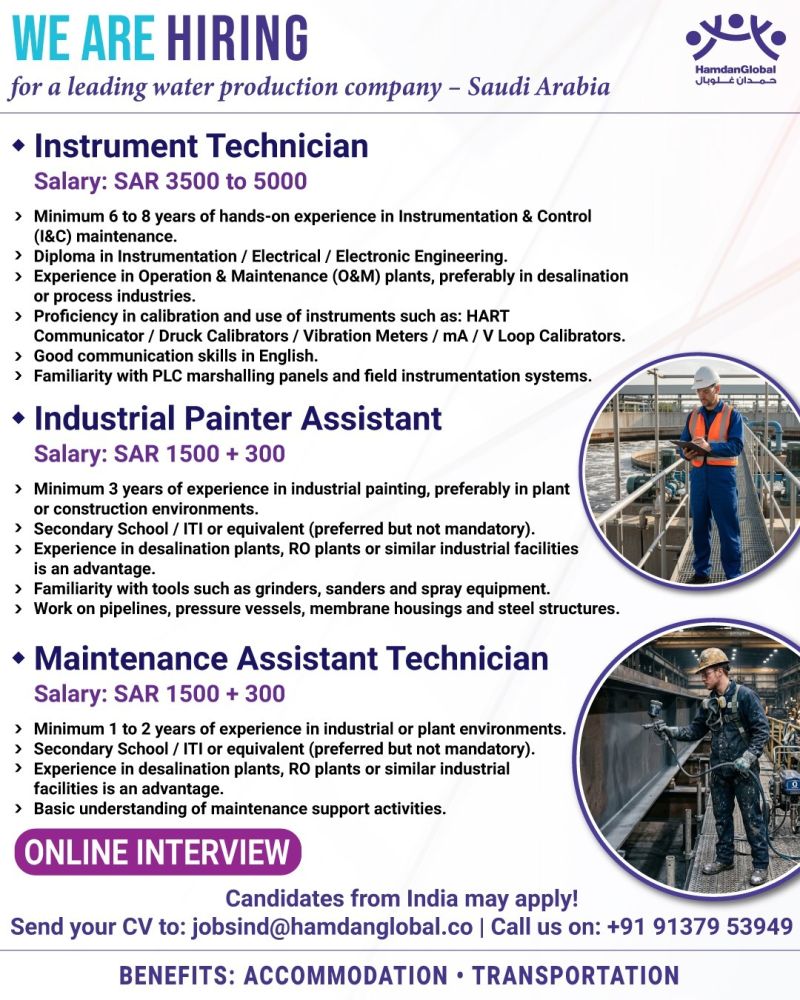 Urgent Hiring for Saudi Arabia
